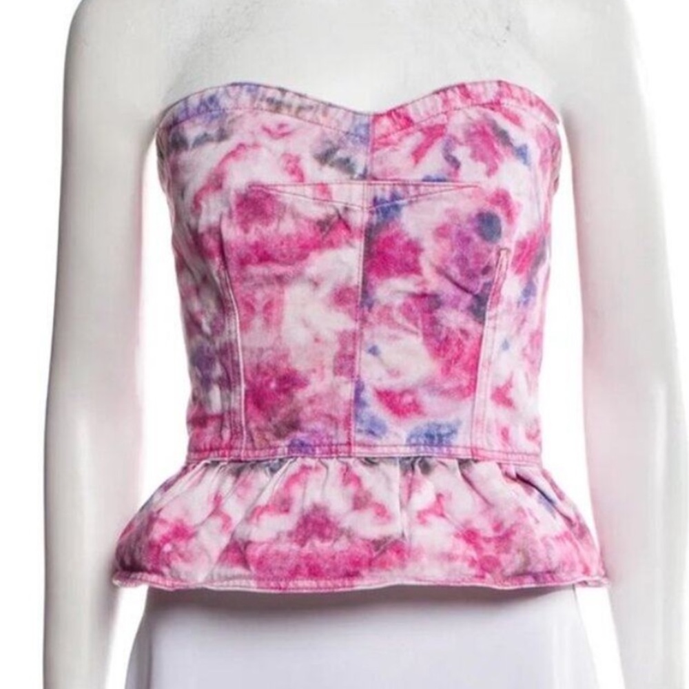 Isabel Marant Pink and Purple Tie-Dye Peplum Top